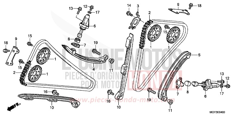 CHAINE A CAMES/TENDEUR de VFR800X "Crossrunner" MAT BULLET SILVER (NH389) de 2013